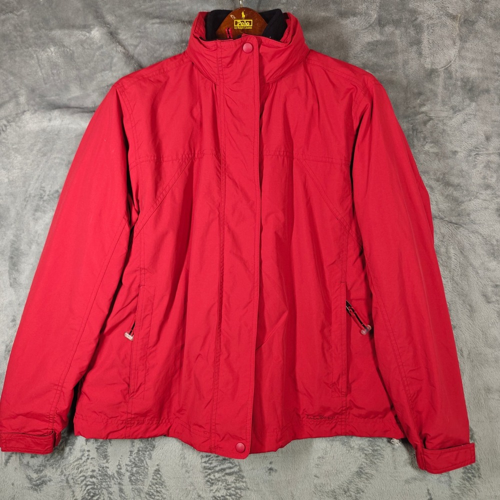 L.L. Bean Jacket Womens L Red Polartec Fleece Lined Full Zip Outdoor 0YW88